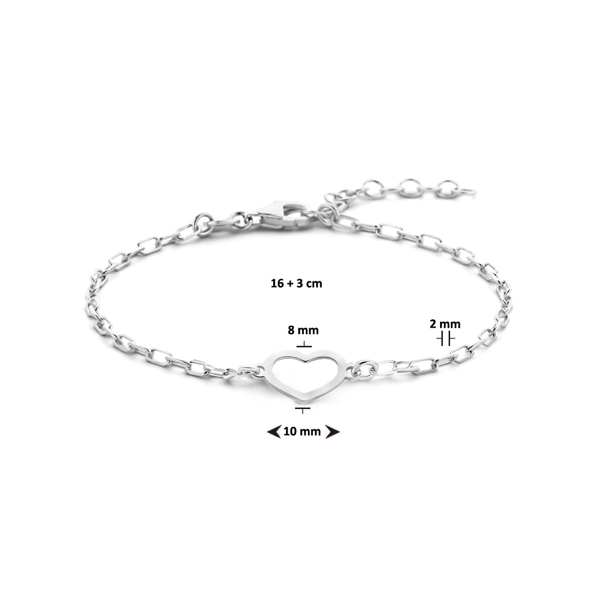Armband hart 16 + 3 cm