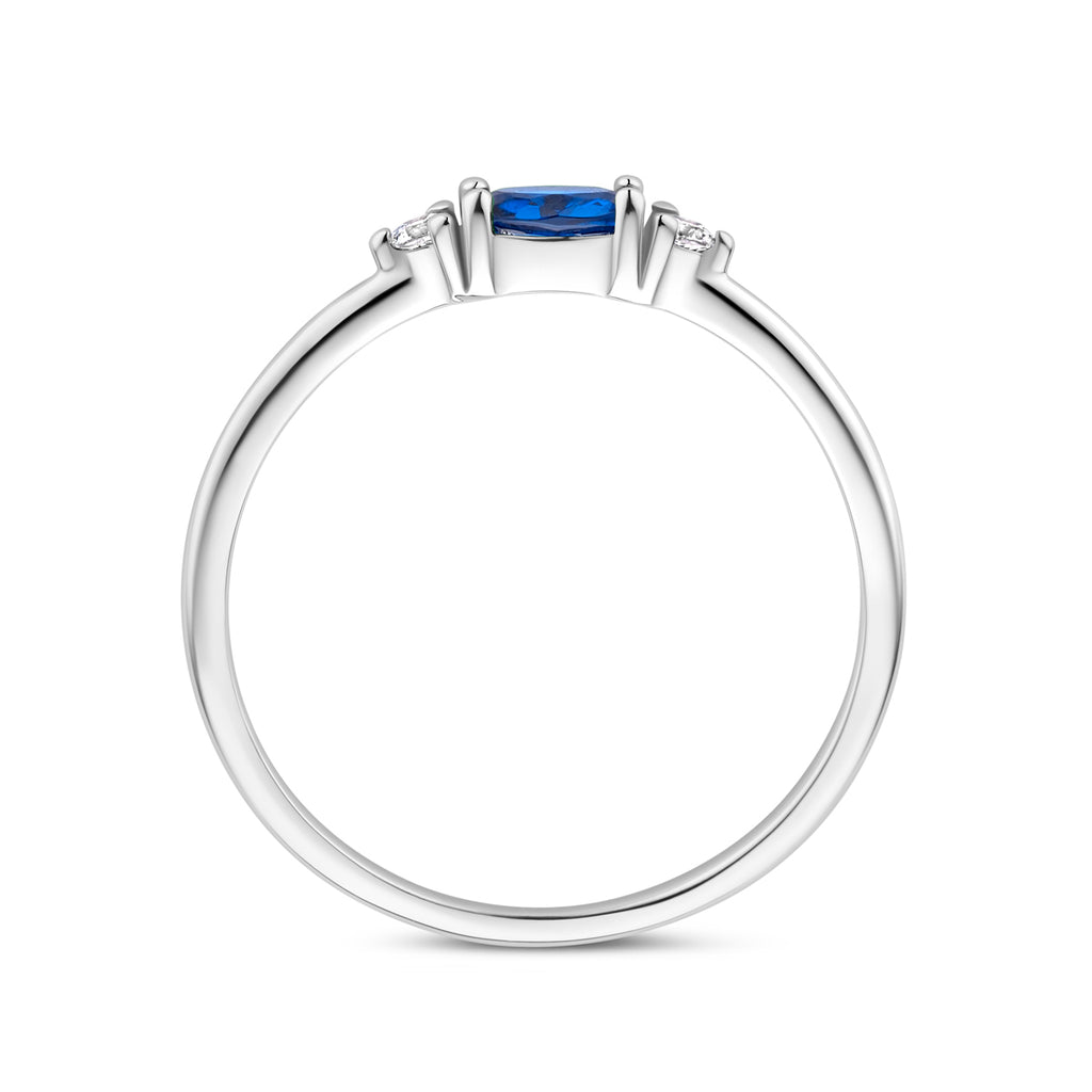 Ring wit en blauw zirkonia