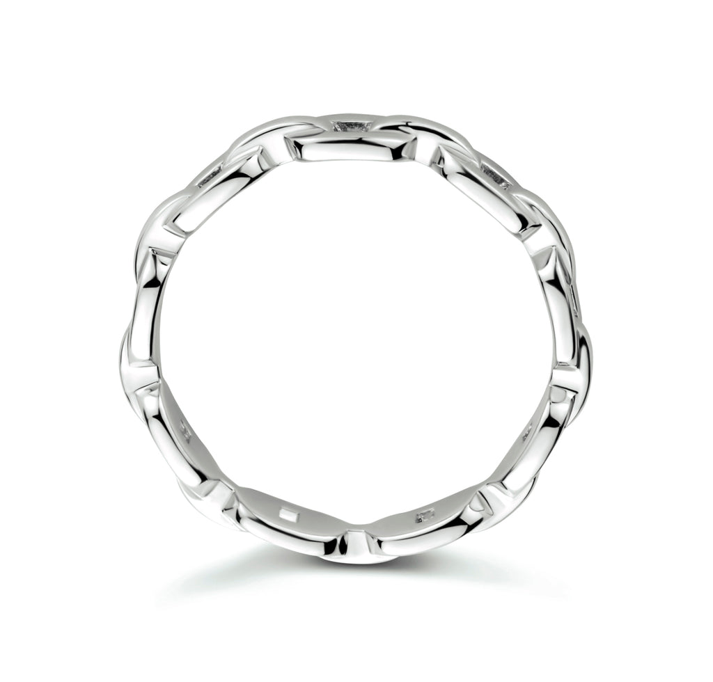 Zilveren ovale schakel ring