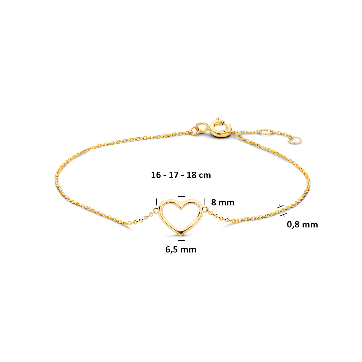 Armband hart 16 - 17 - 18 cm