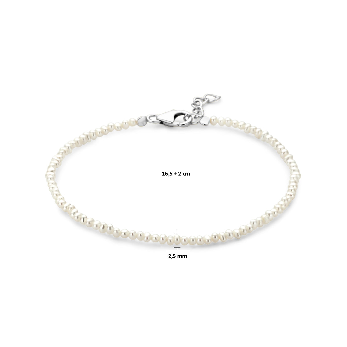 Armband parels 16.5 + 2 cm