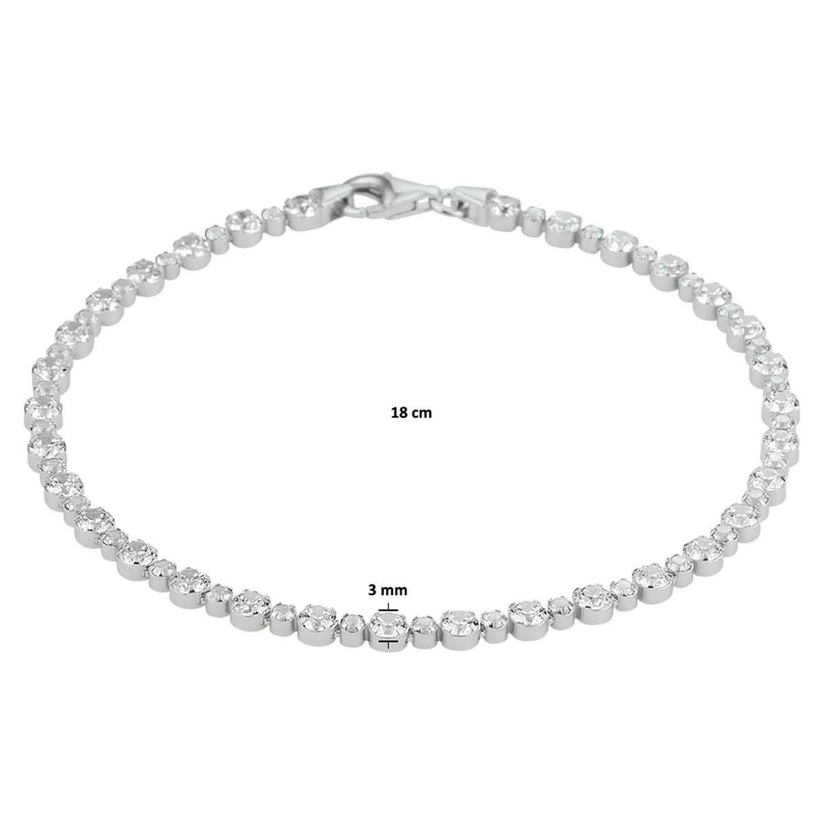 Tennisarmband zirkonia 3.0 mm 18 cm
