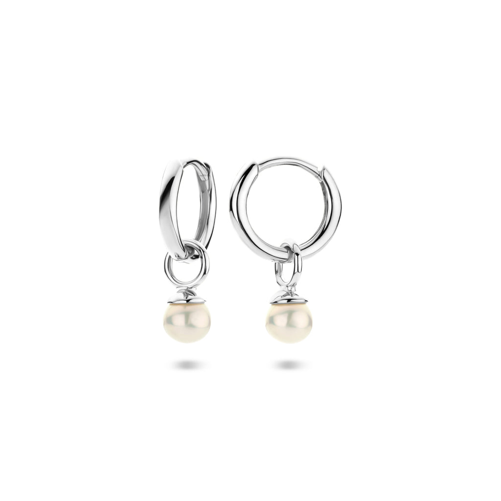 Zilver gerhodineerd klap creolen (scharnier)