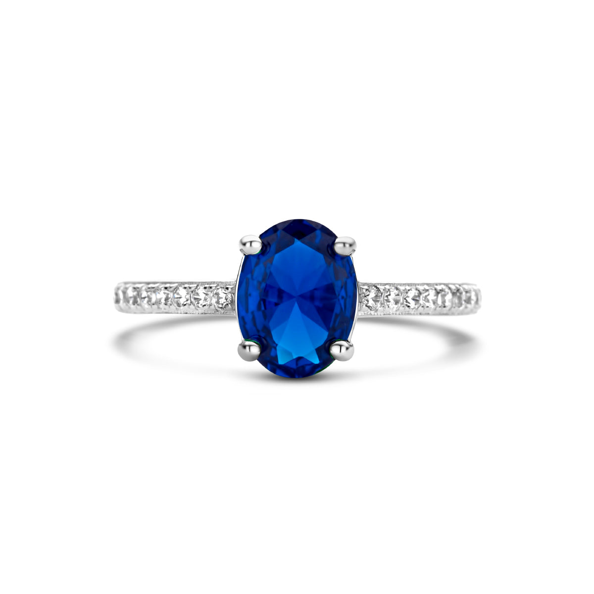 Ring blauw en wit zirkonia
