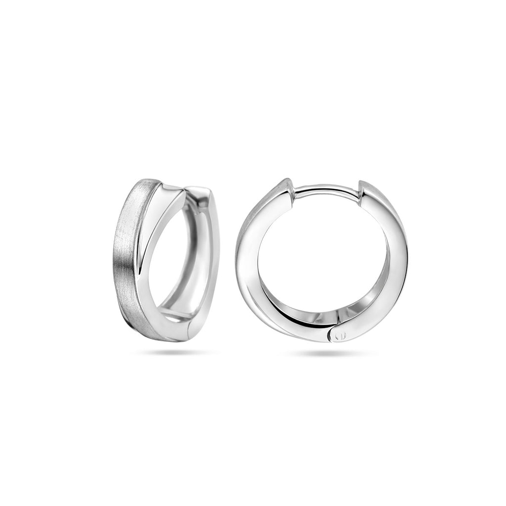 Zilver gerhodineerde oorbellen 14/5mm cross