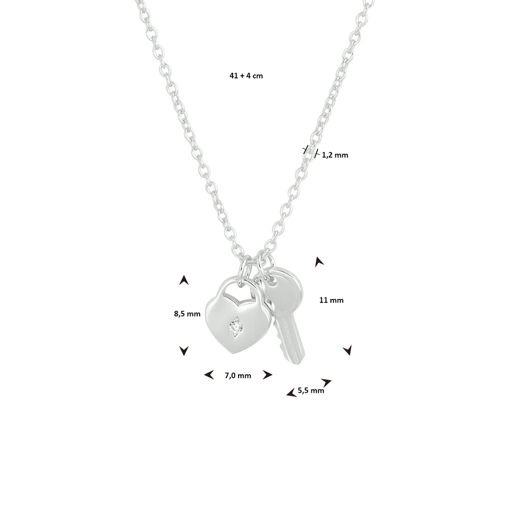 Collier hart en sleutel 41 + 4 cm