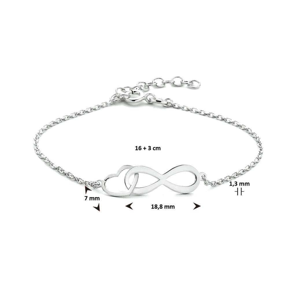Armband infinity en hart 16 + 3 cm