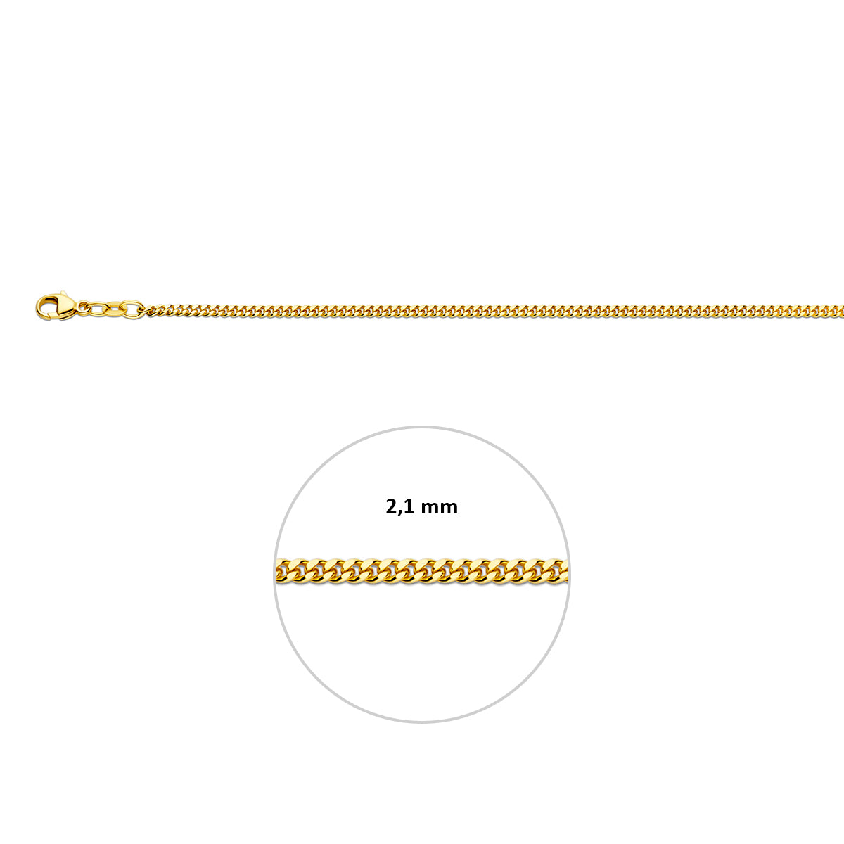Collier gourmette 4-zijdes geslepen 2.1 mm