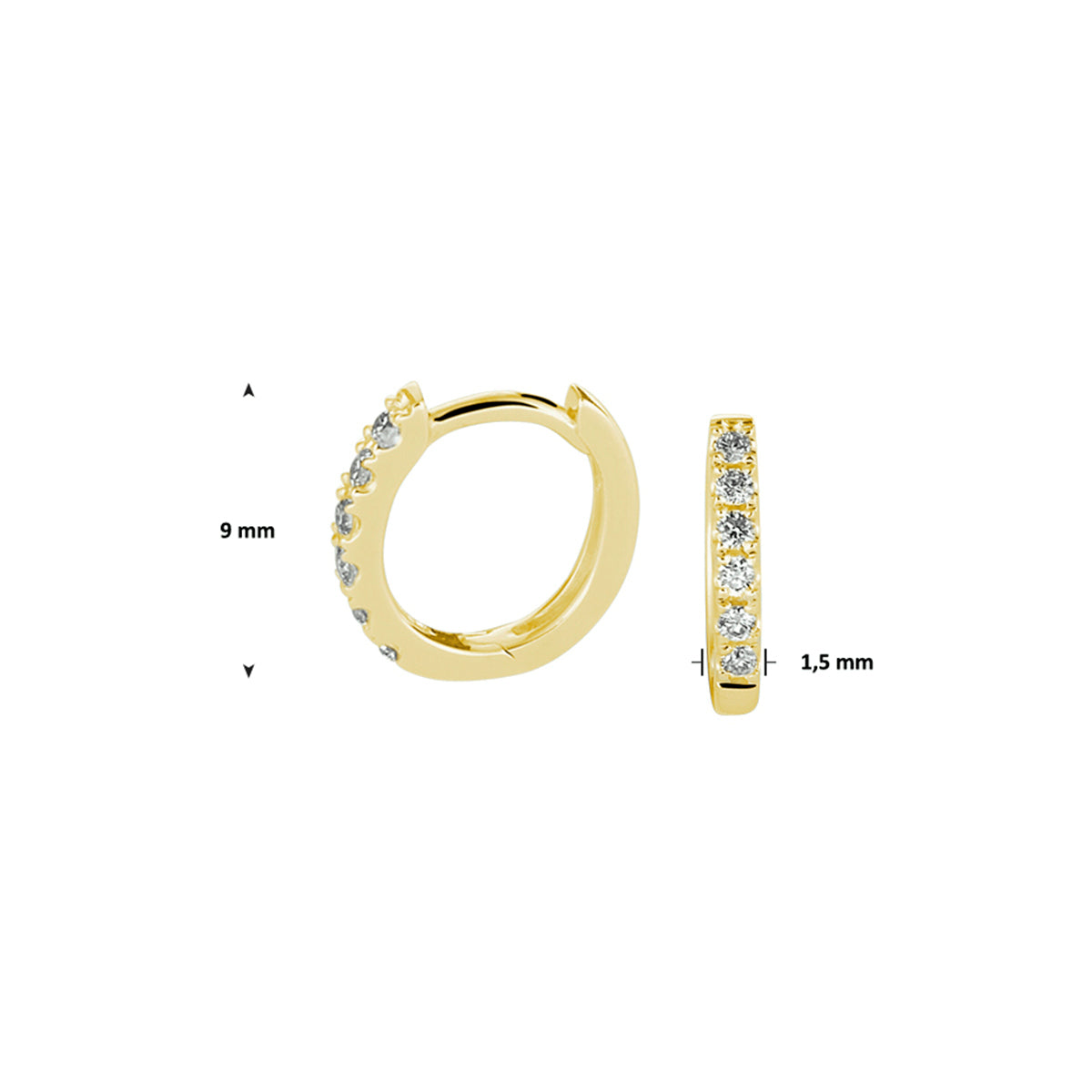 Klapoorringen diamant 0.10ct (2x0.05ct) g si