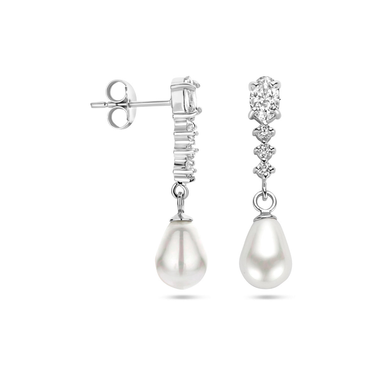 Oorhangers zirkonia en parel