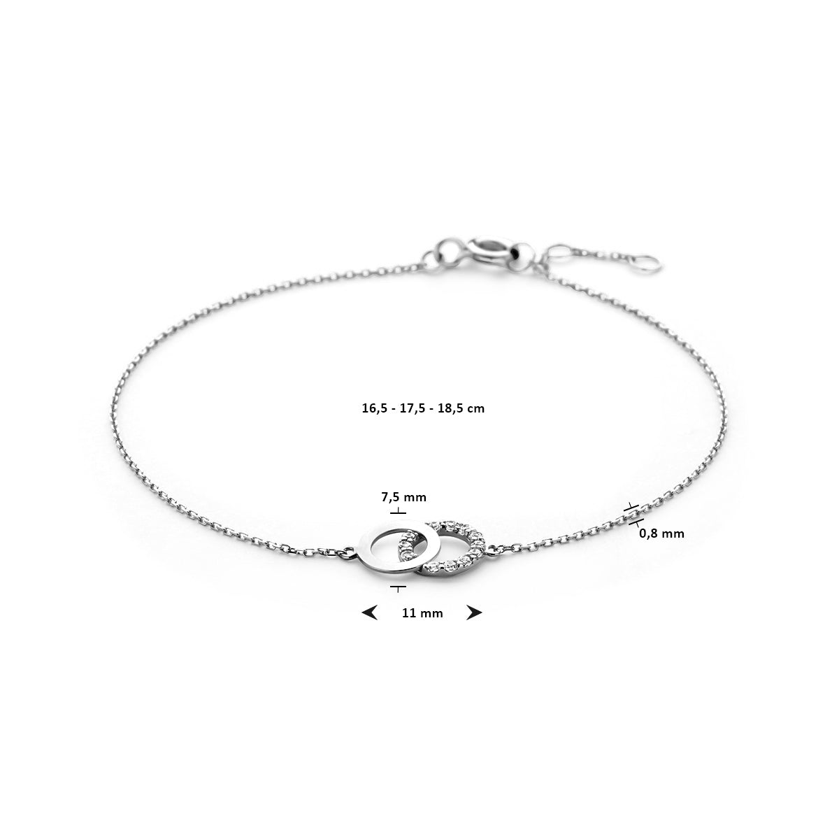 Armband zirkonia 16.5 - 17.5 - 18.5 cm