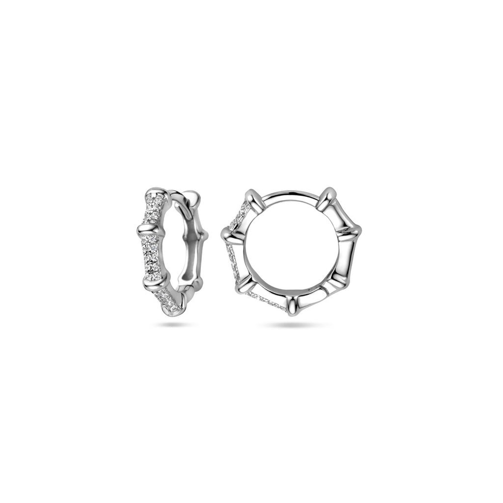 Zilver gerhodineerd klap creolen (scharnier)