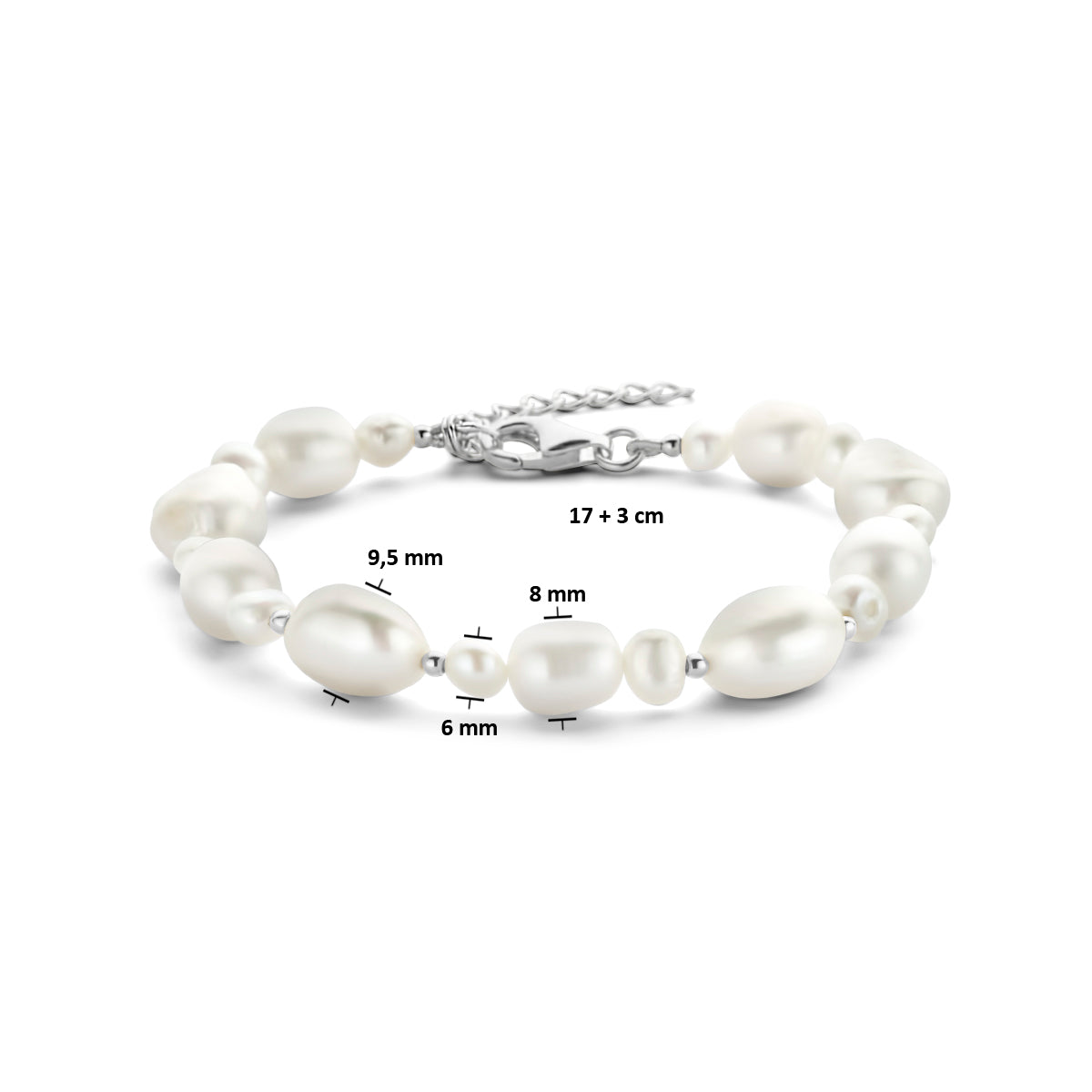 Armband parels 17 + 3 cm