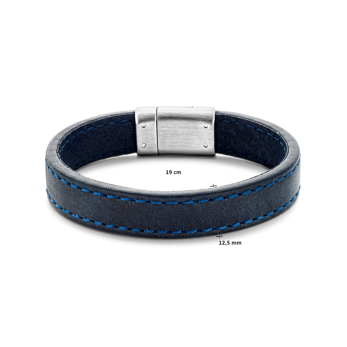 Armband leer donkerblauw 12.5 mm