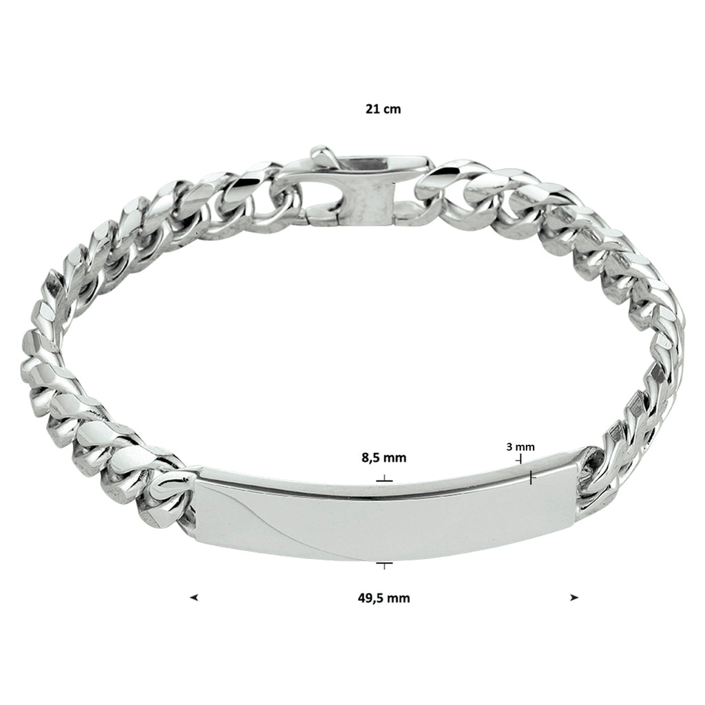 Graveerarmband gourmette 6-zijdes geslepen plaat 8.5 mm 21 cm