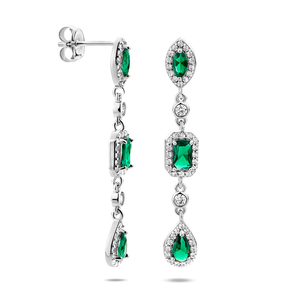 Oorhangers wit en groen zirkonia