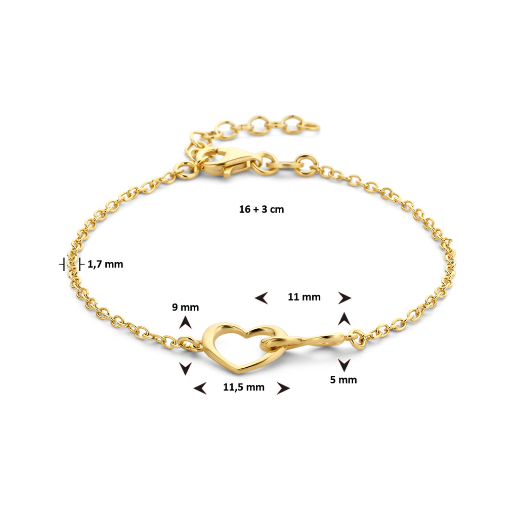 Armband hart en infinity 16 + 3 cm 3 micron