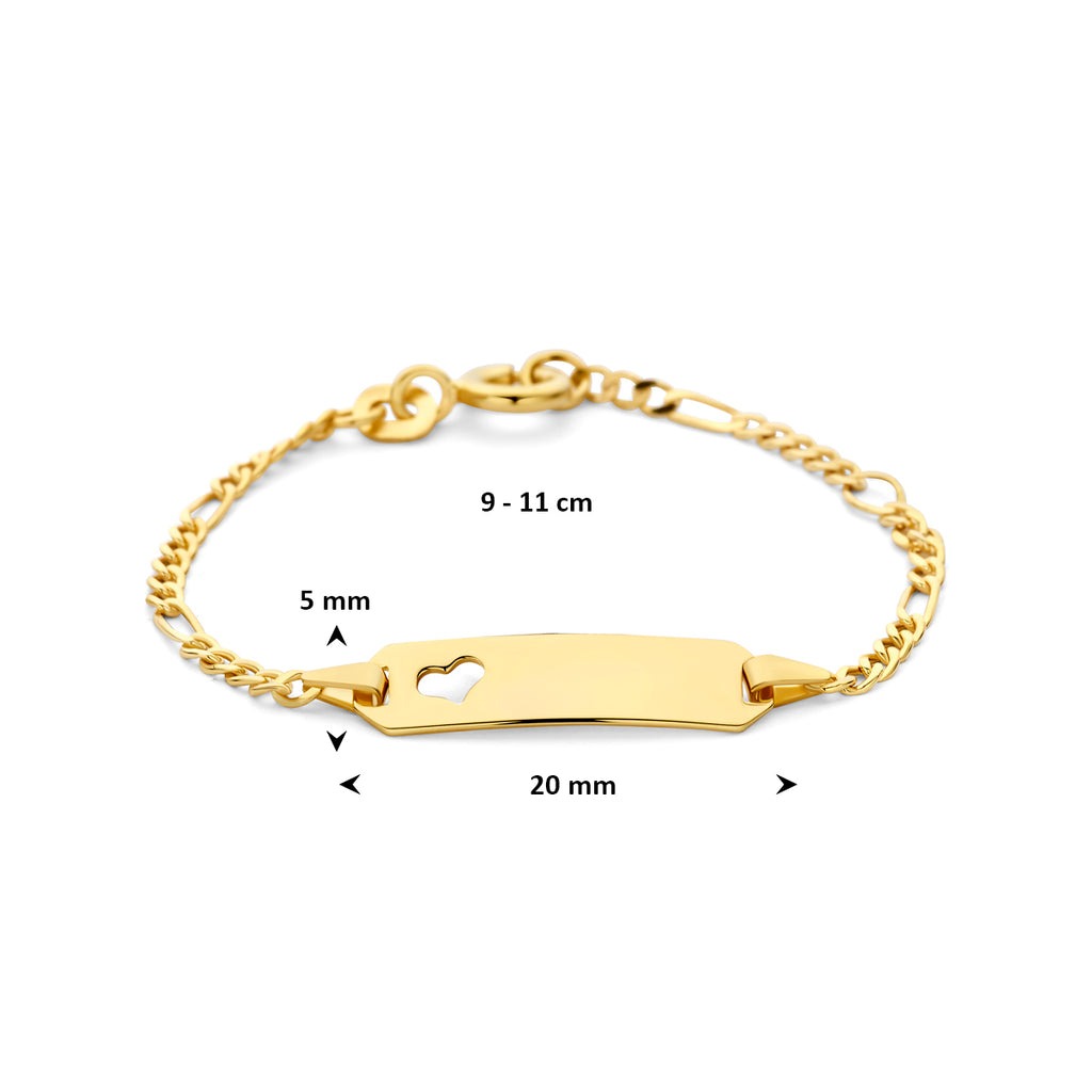 Graveerarmband figaro hart plaat 5.0 mm