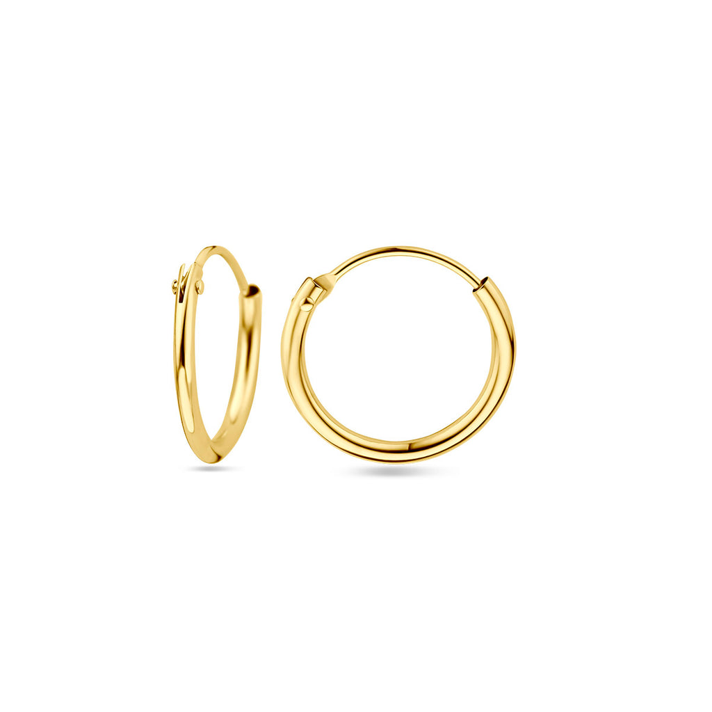 14krt gouden oorringen buis 13mm 1.3mm