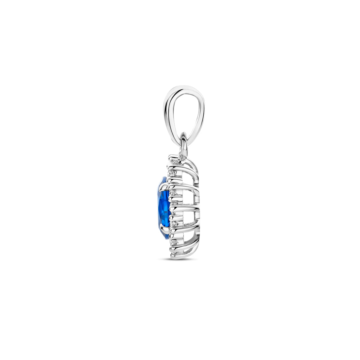 Hanger zirkonia en synthetische saffier halo