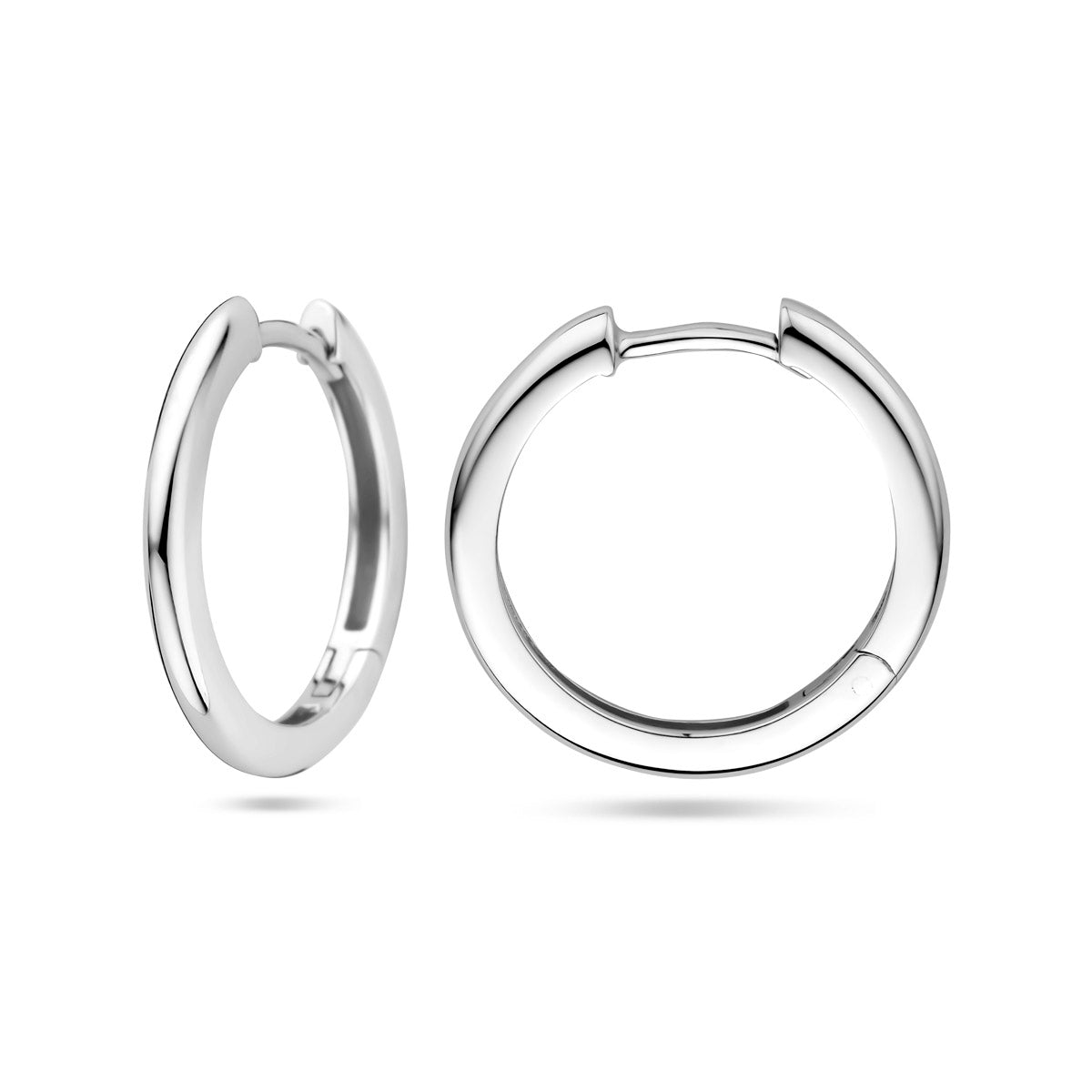 Zilver gerhodineerd klap creolen (scharnier)