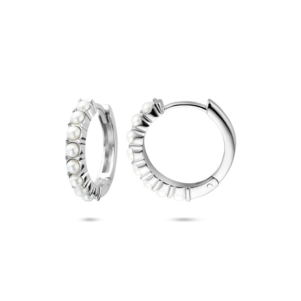Zilver gerhodineerd klap creolen (scharnier)