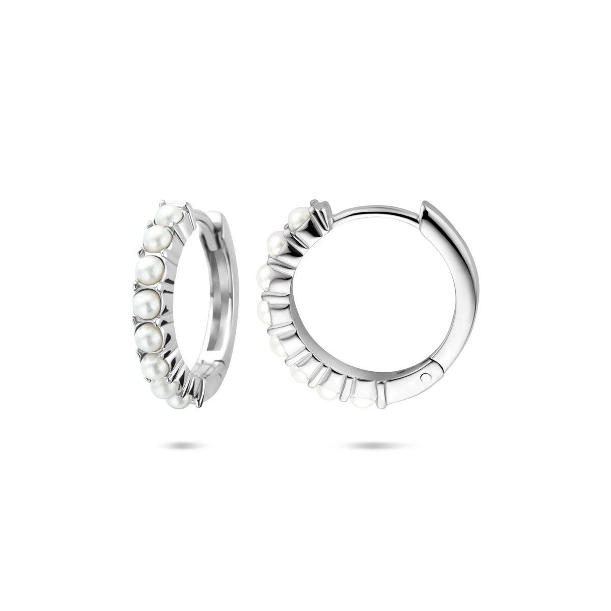 Zilver gerhodineerd klap creolen (scharnier)