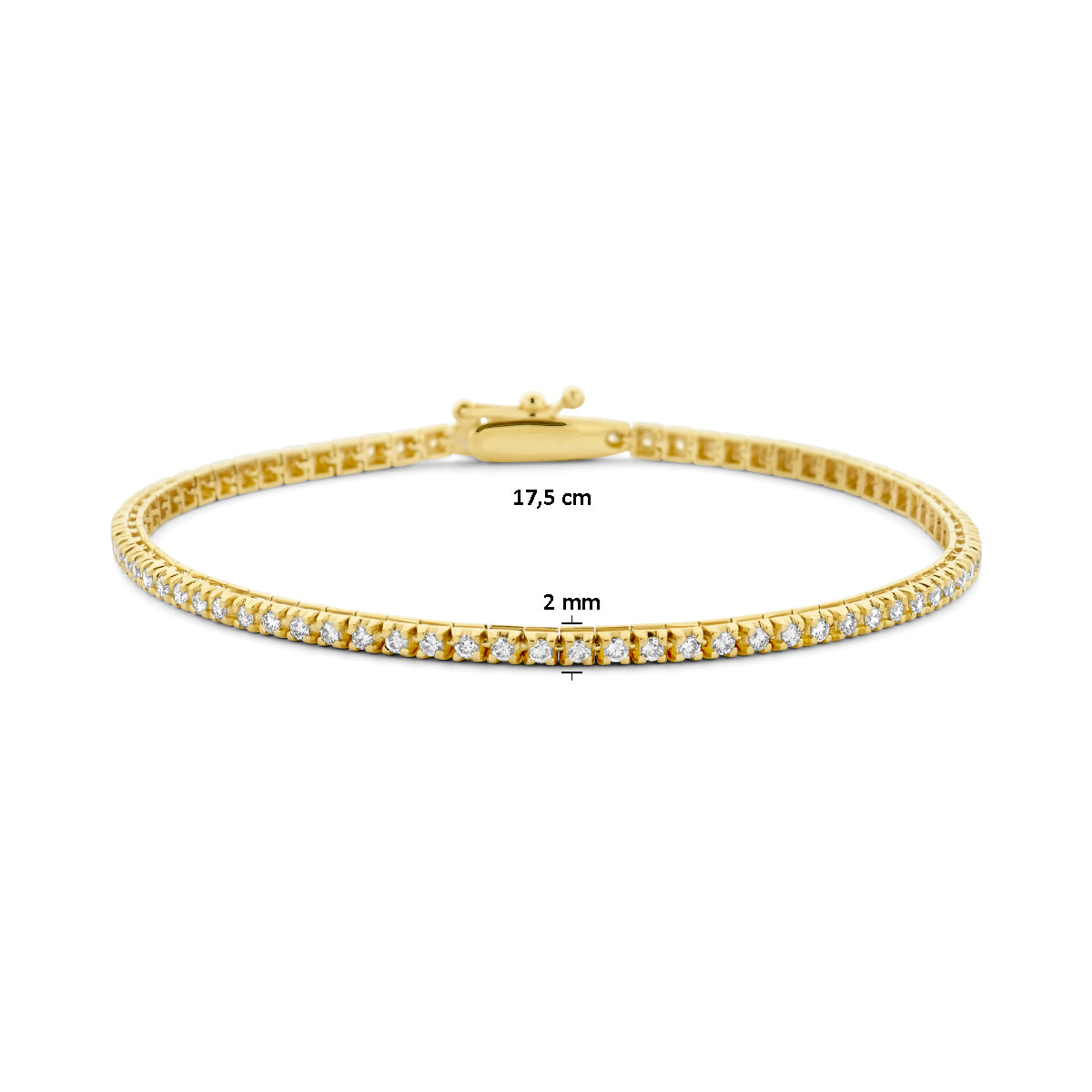 Tennisarmband lab grown diamant 1.00ct g si 2.0 mm 17.5 cm