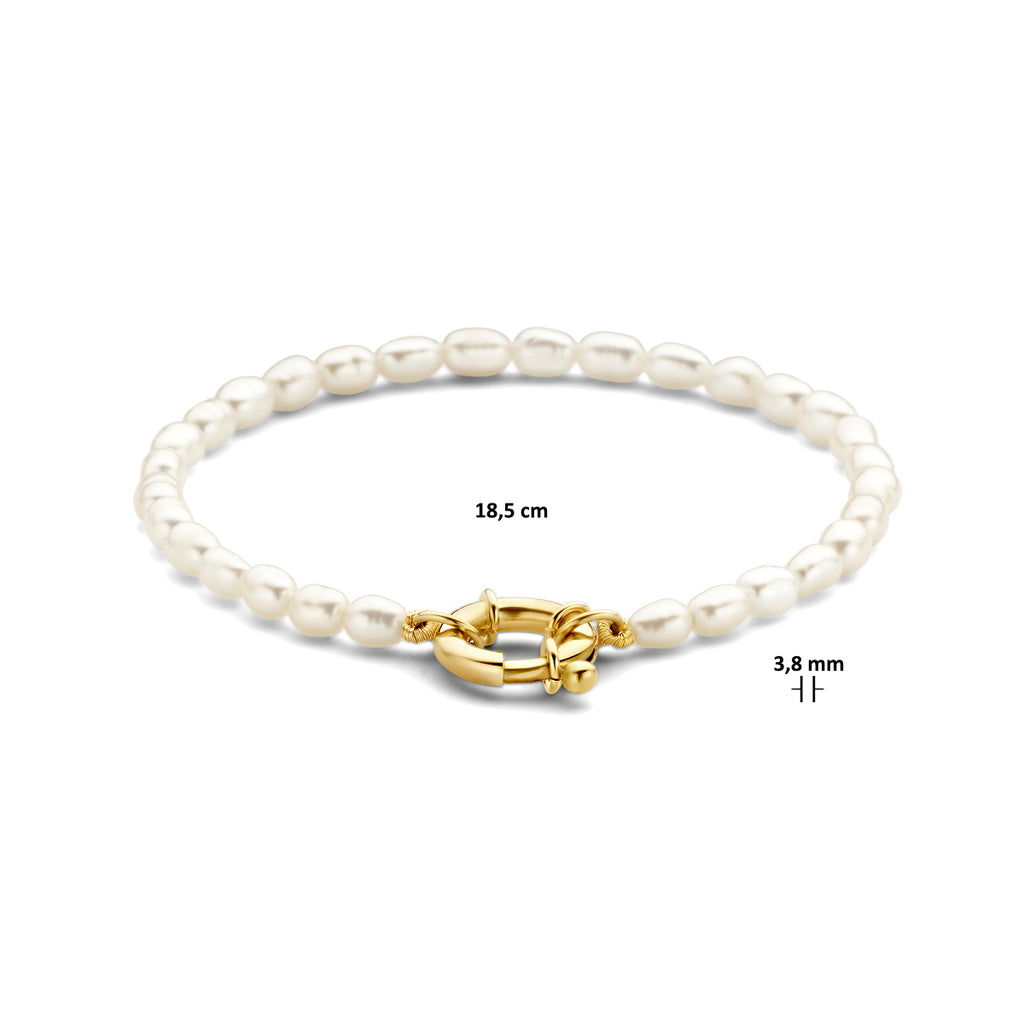 Armband parels 18.5 cm met groot springslot
