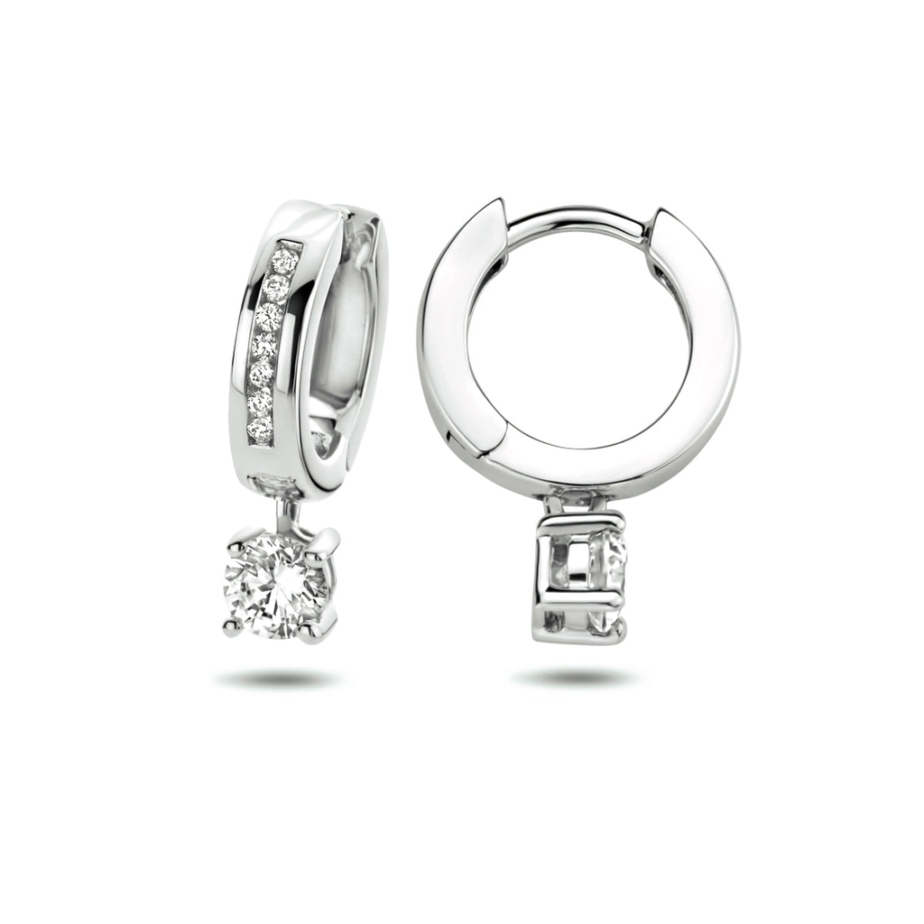 Klapoorringen - zilver zirkonia