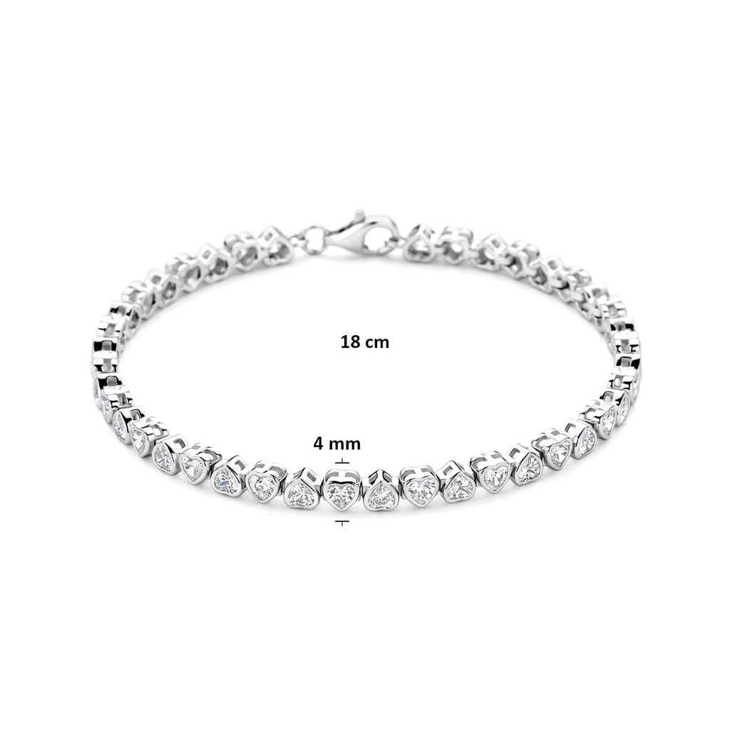 tennisarmband hartjes zirkonia 4 mm 18 cm