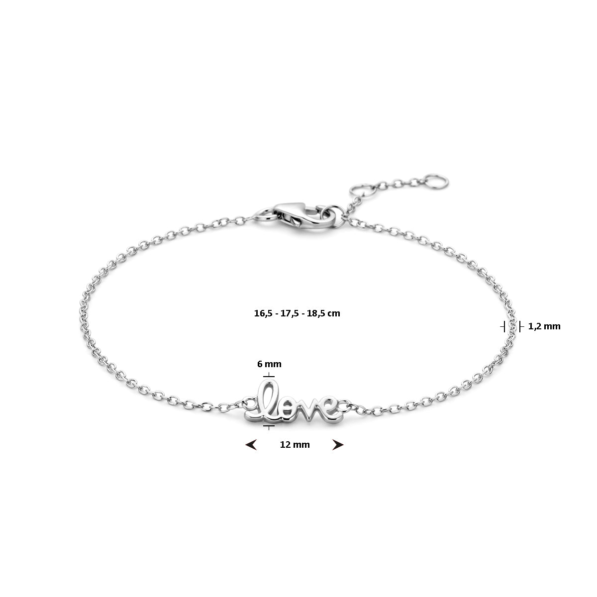 Armband love 16.5 - 17.5 - 18.5 cm