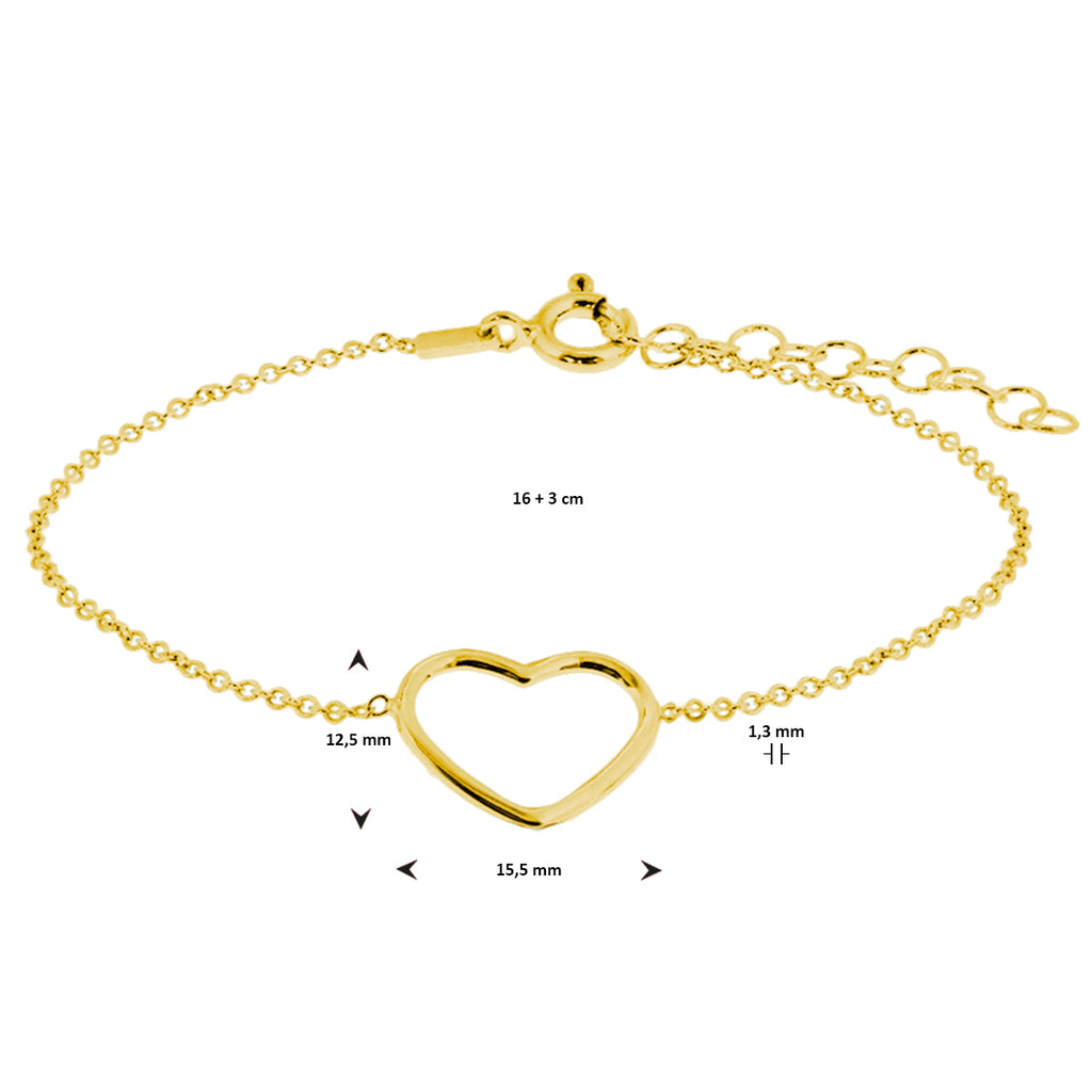 Armband hart 16 + 3 cm 3 micron