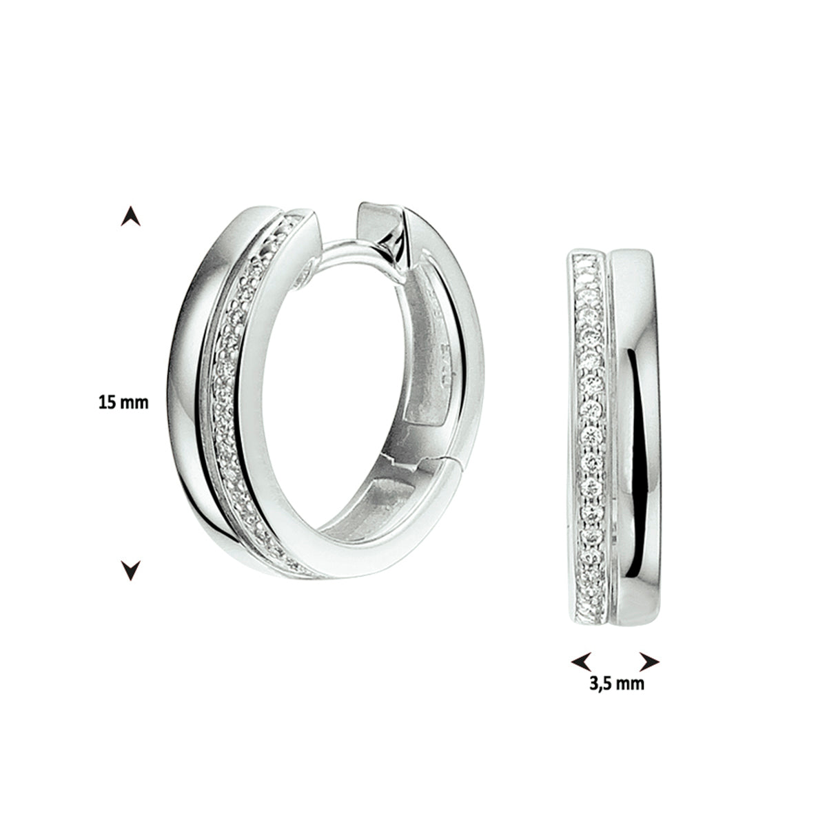 Klapoorringen diamant 0.09ct (2x 0.045ct) h si