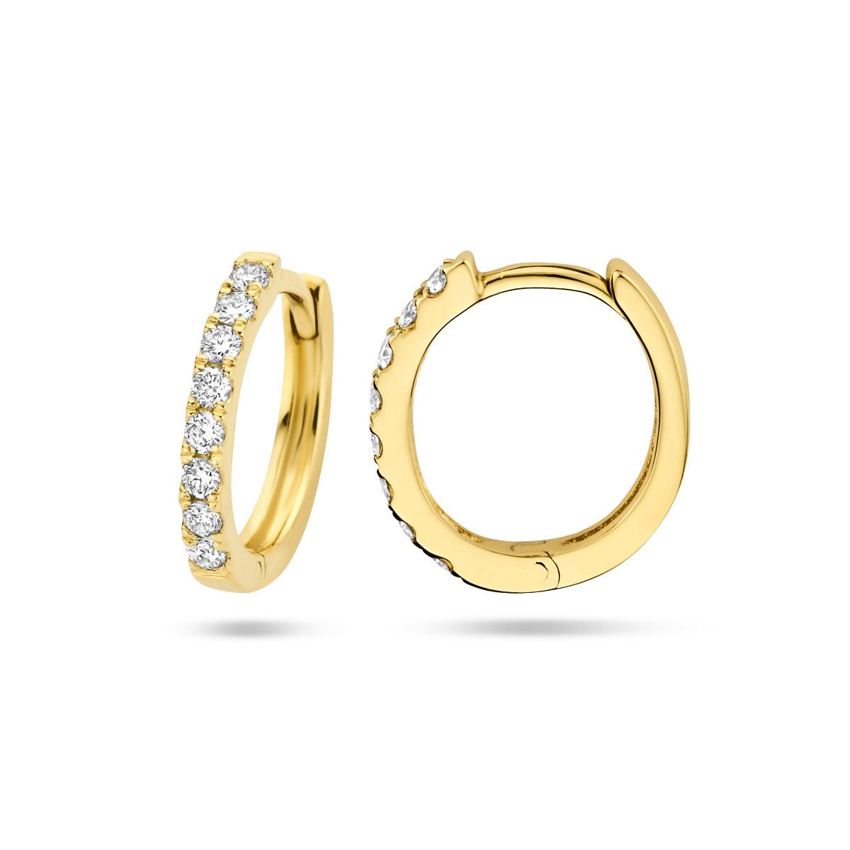 Klapoorringen diamant 0.15ct (2x0.075ct) g si