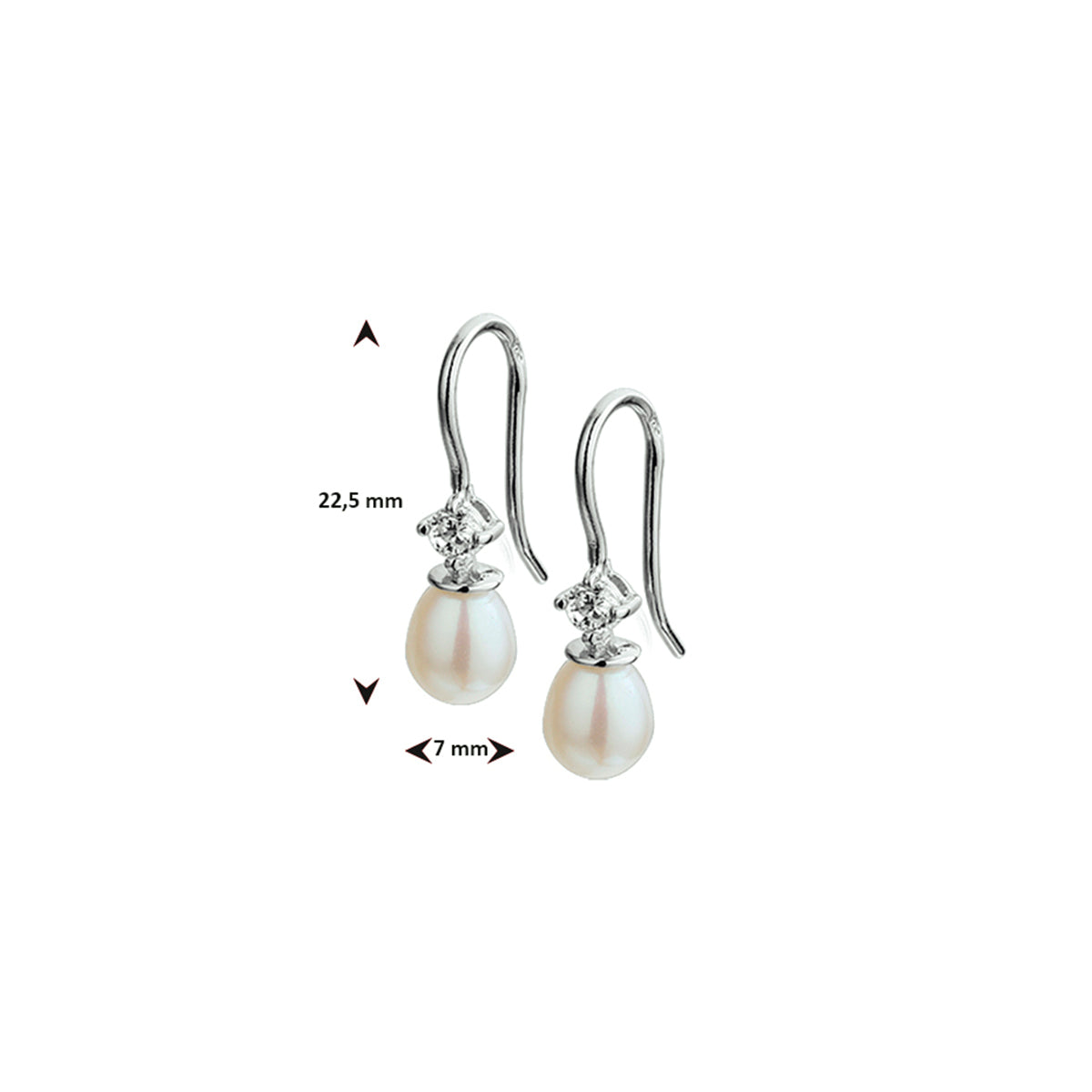 Oorhangers parel en zirkonia franse haak