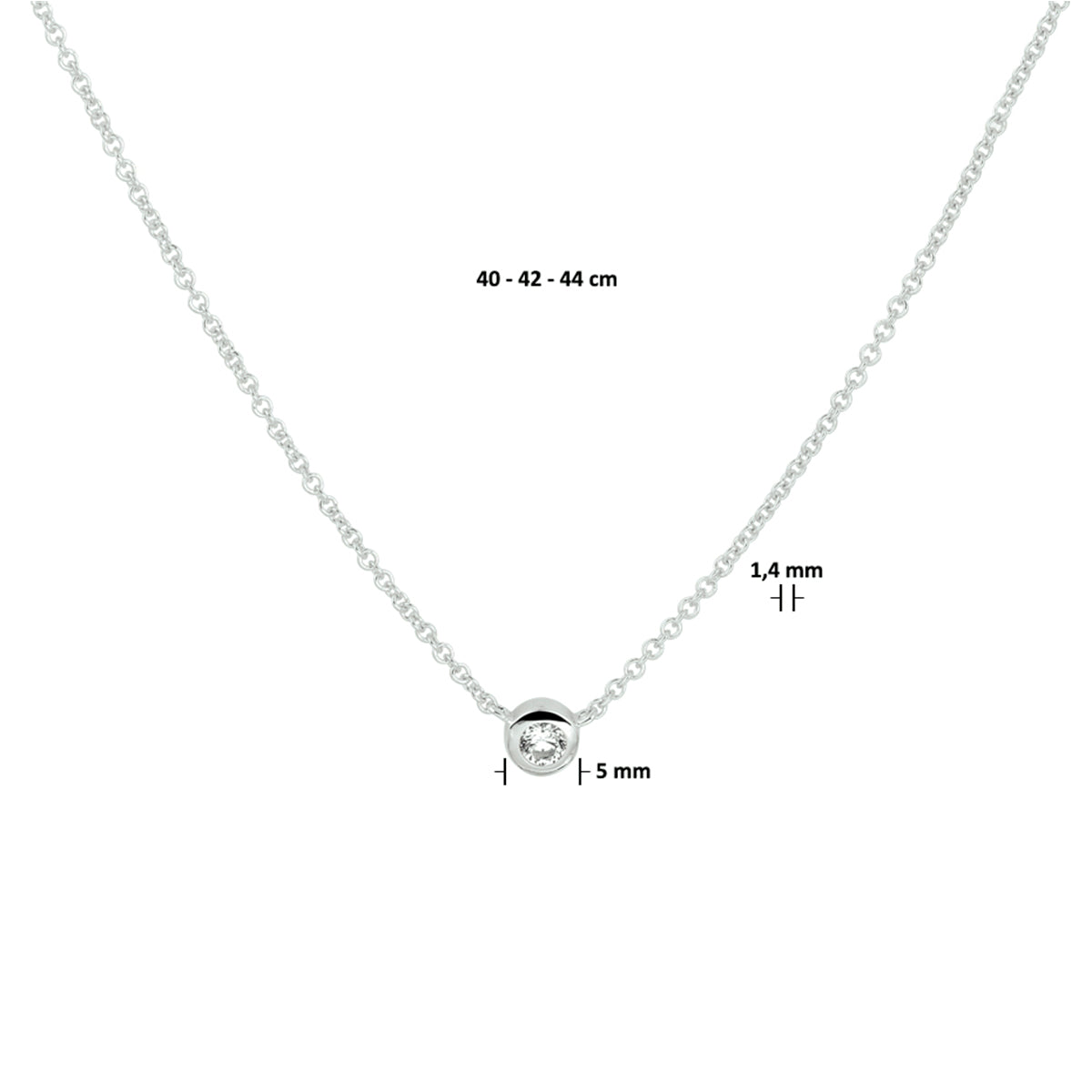 Collier zirkonia 40 - 42 - 44 cm