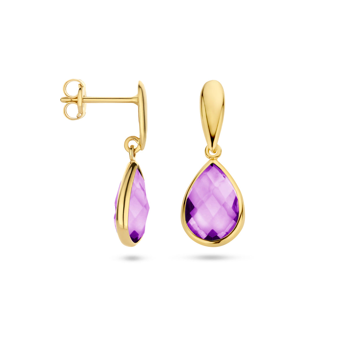 Oorhangers - 14k goud amethist