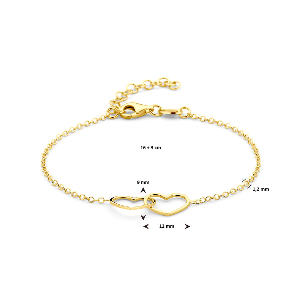 Armband hartjes 16 + 3 cm 3 micron