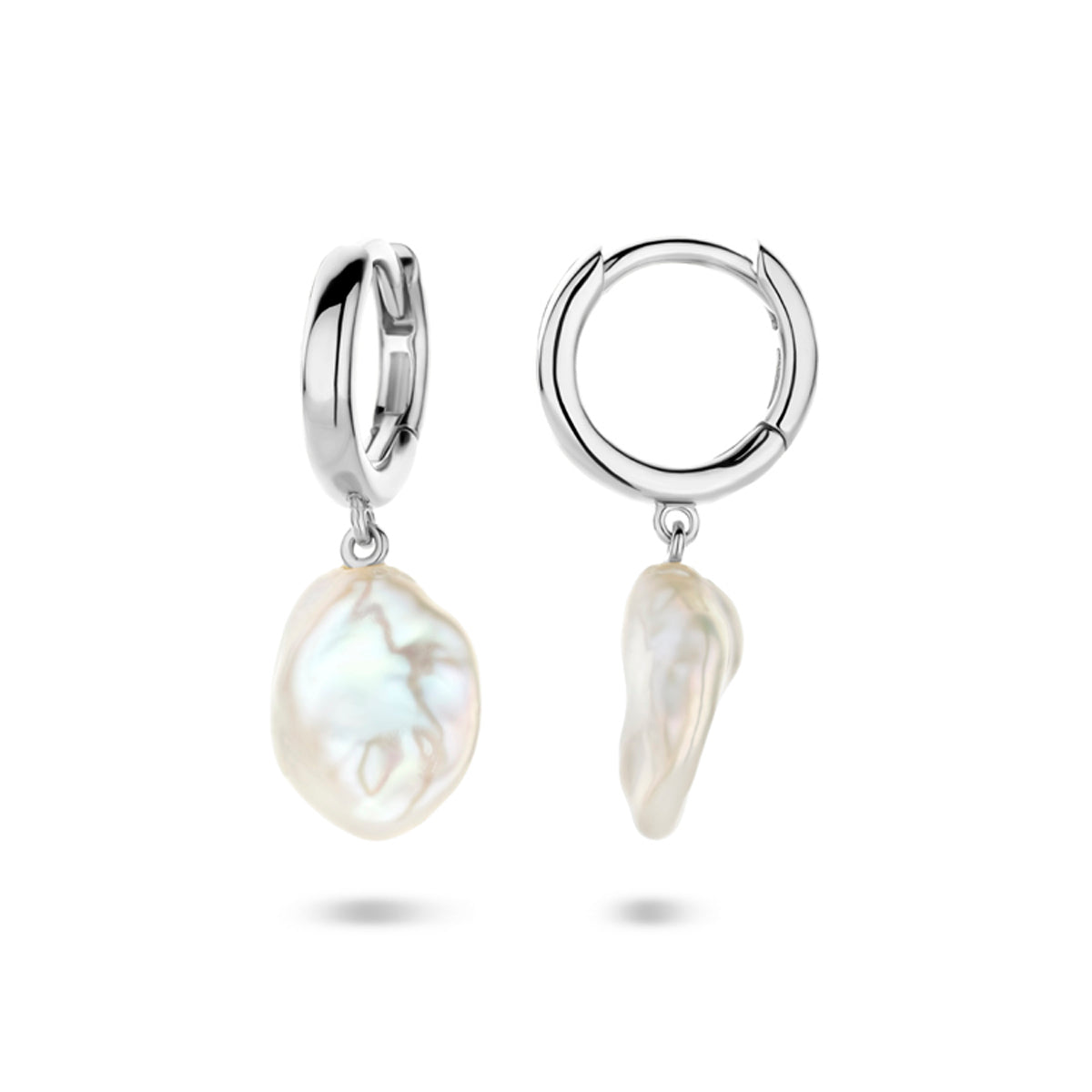 Zilver gerhodineerd klap creolen (scharnier)