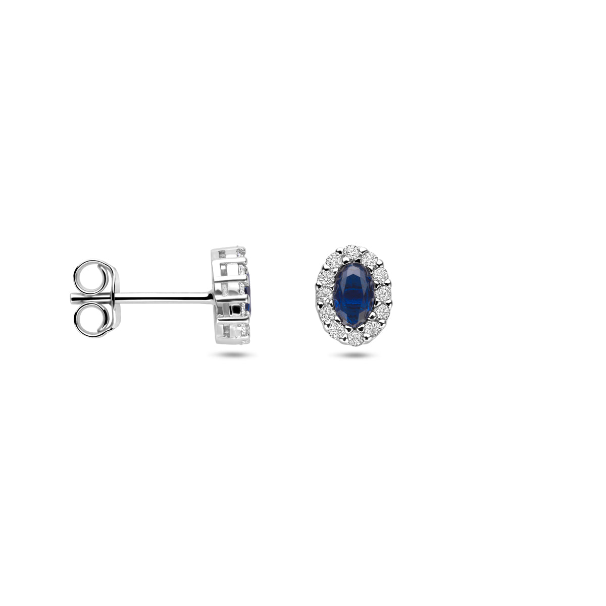 Oorknoppen saffier zirkonia 8 mm