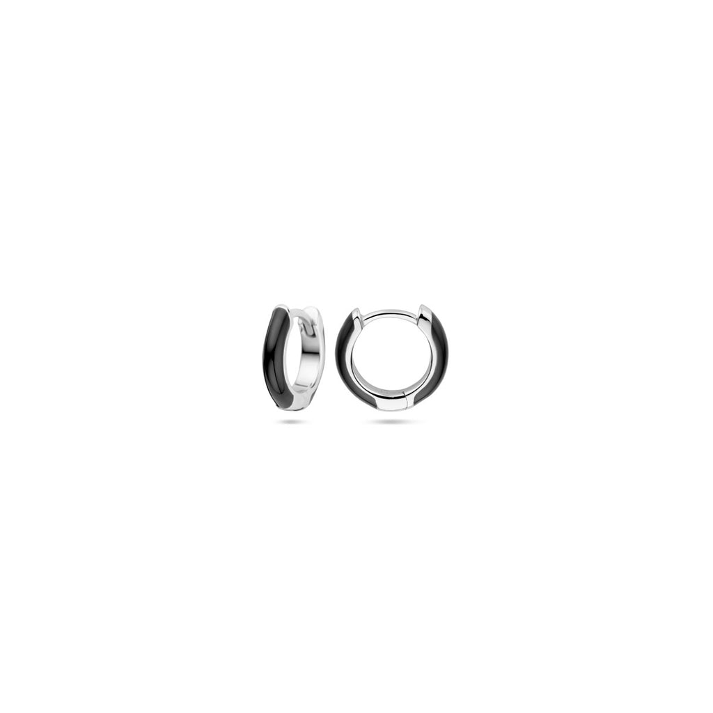 Klapoorringen zwart emaille 10.5 mm
