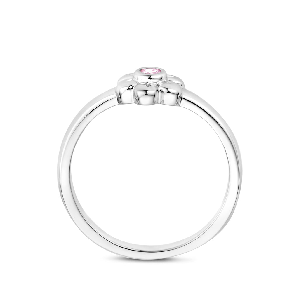 Zilveren kinder ring bloem