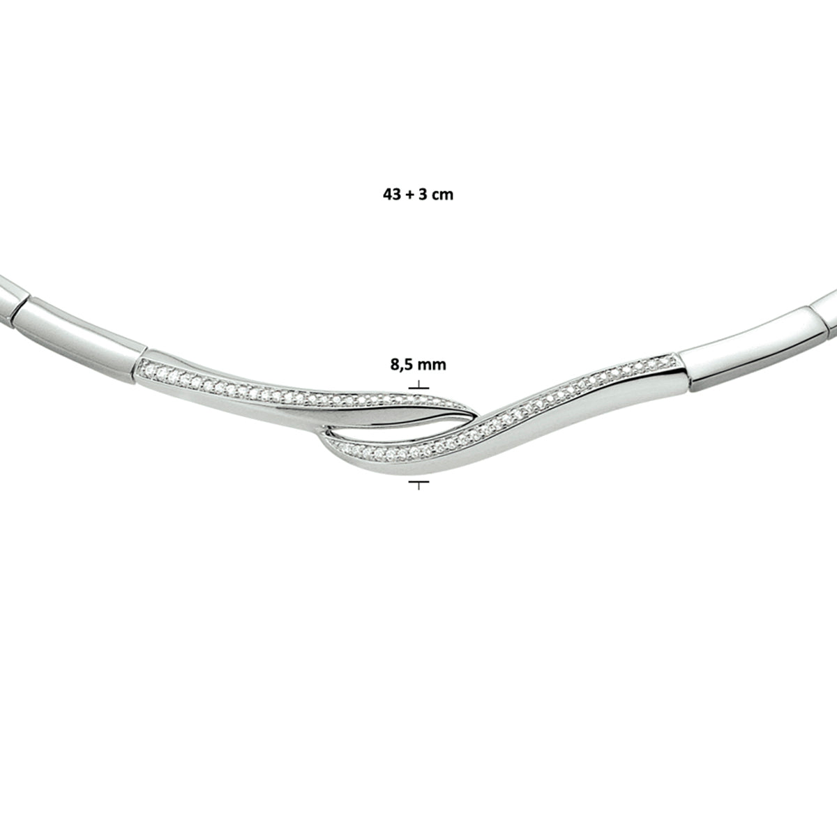 Collier zirkonia 43 + 3 cm