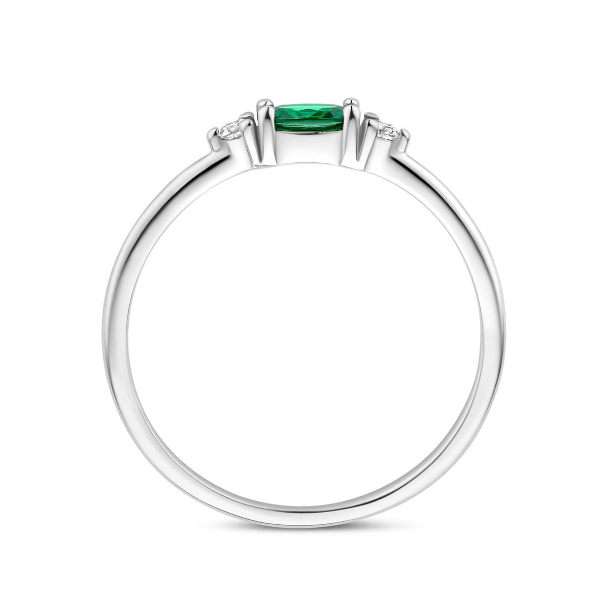 Ring wit en groen zirkonia