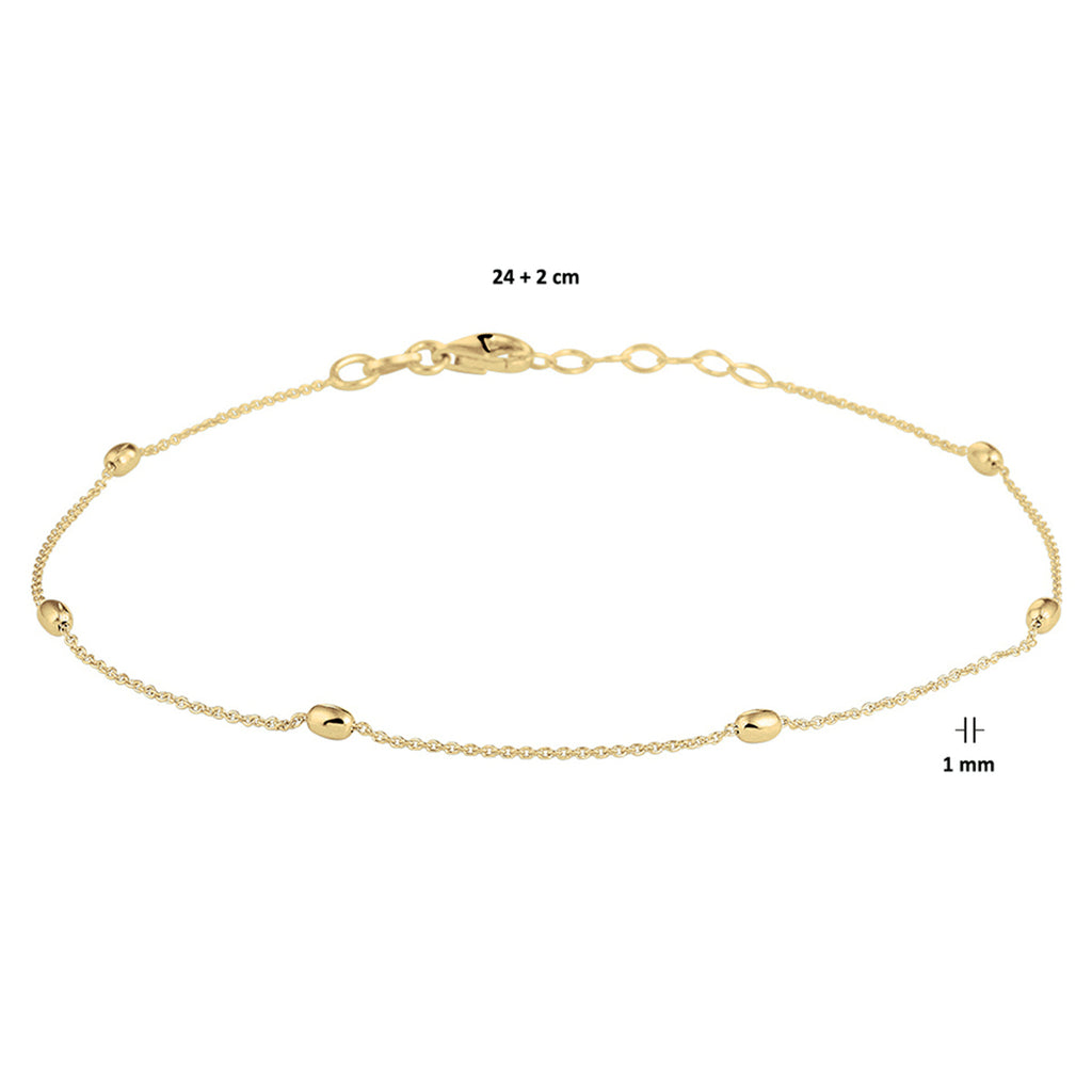 Enkelbandje bolletjes 1.0 mm 24 + 2 cm 1 micron