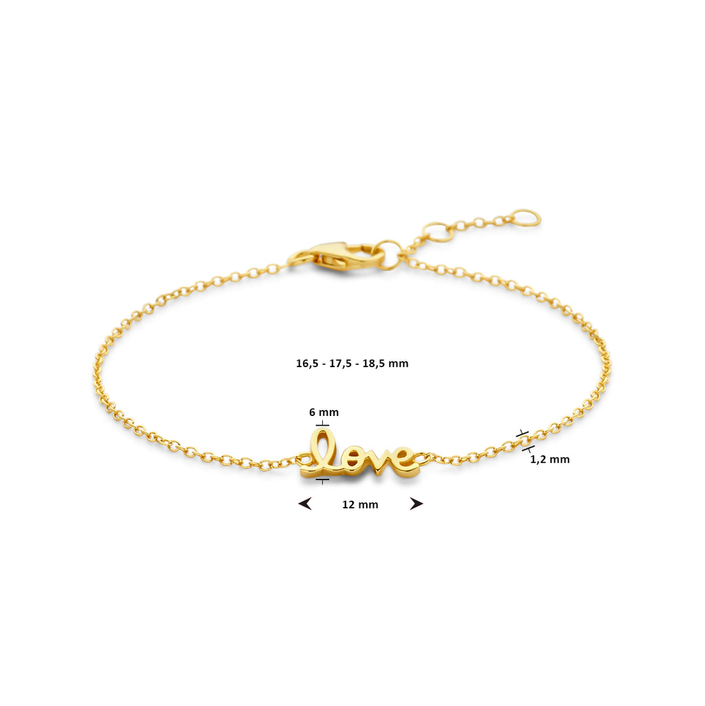 Armband love 16.5 - 17.5 - 18.5 cm 3 micron