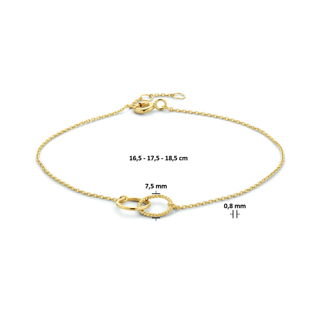 armband 14k goud| 2 rondjes | 0.8 mm | 16.5 - 17.5 - 18.5 cm