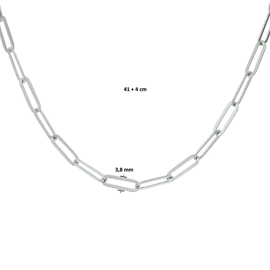 Collier paperclip platte buis 3.8 mm 41 + 4 cm