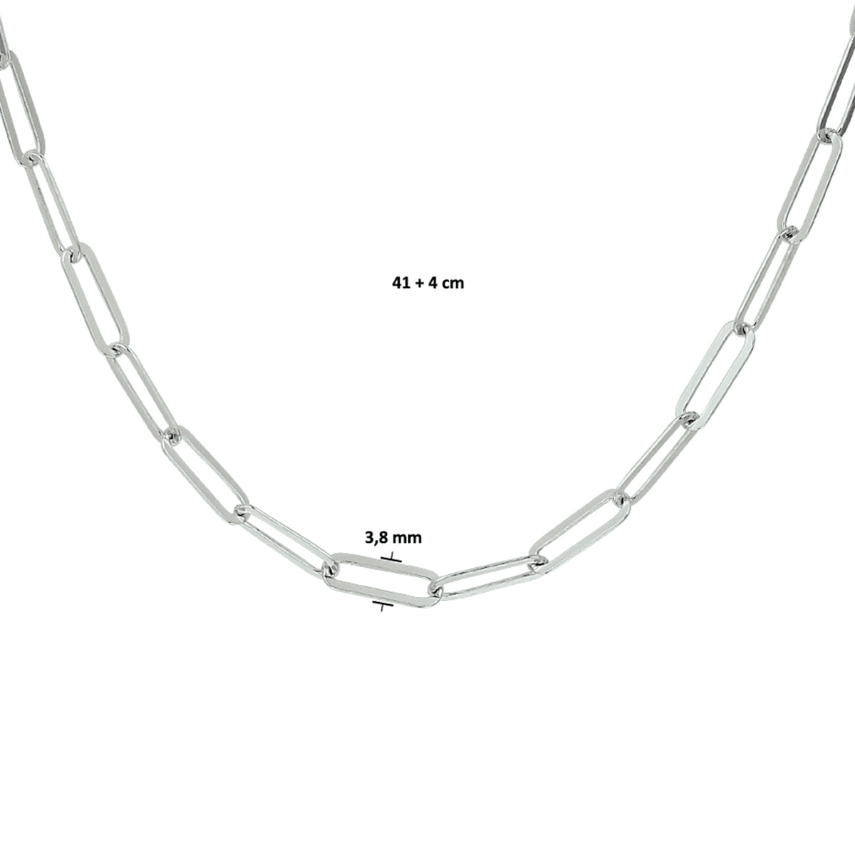 Collier paperclip platte buis 3.8 mm 41 + 4 cm